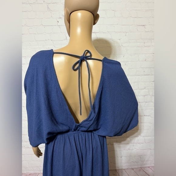 FREE PEOPLE “ Venus One Piece” women’s butterfly sleeve jumpsuit in blue XS nwt - Picture 6 of 13
